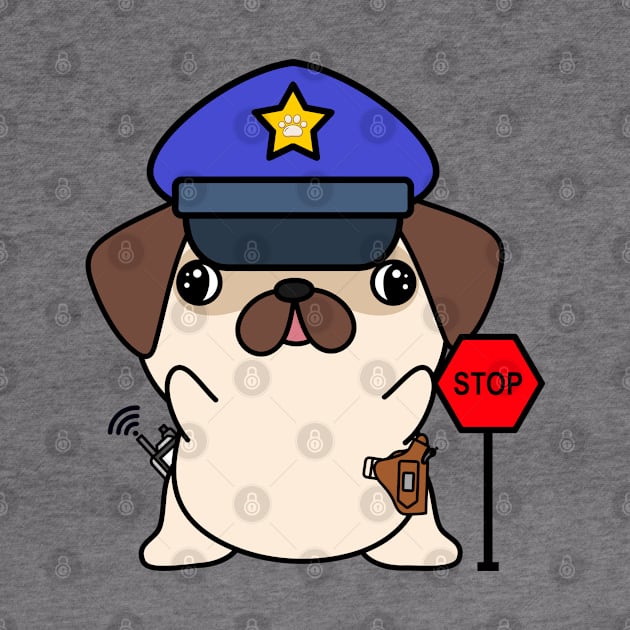 Funny Pug Policeman by Pet Station